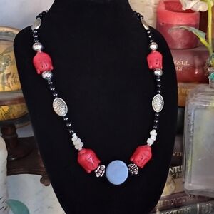 Beaded Buddha Stone Statement Necklace